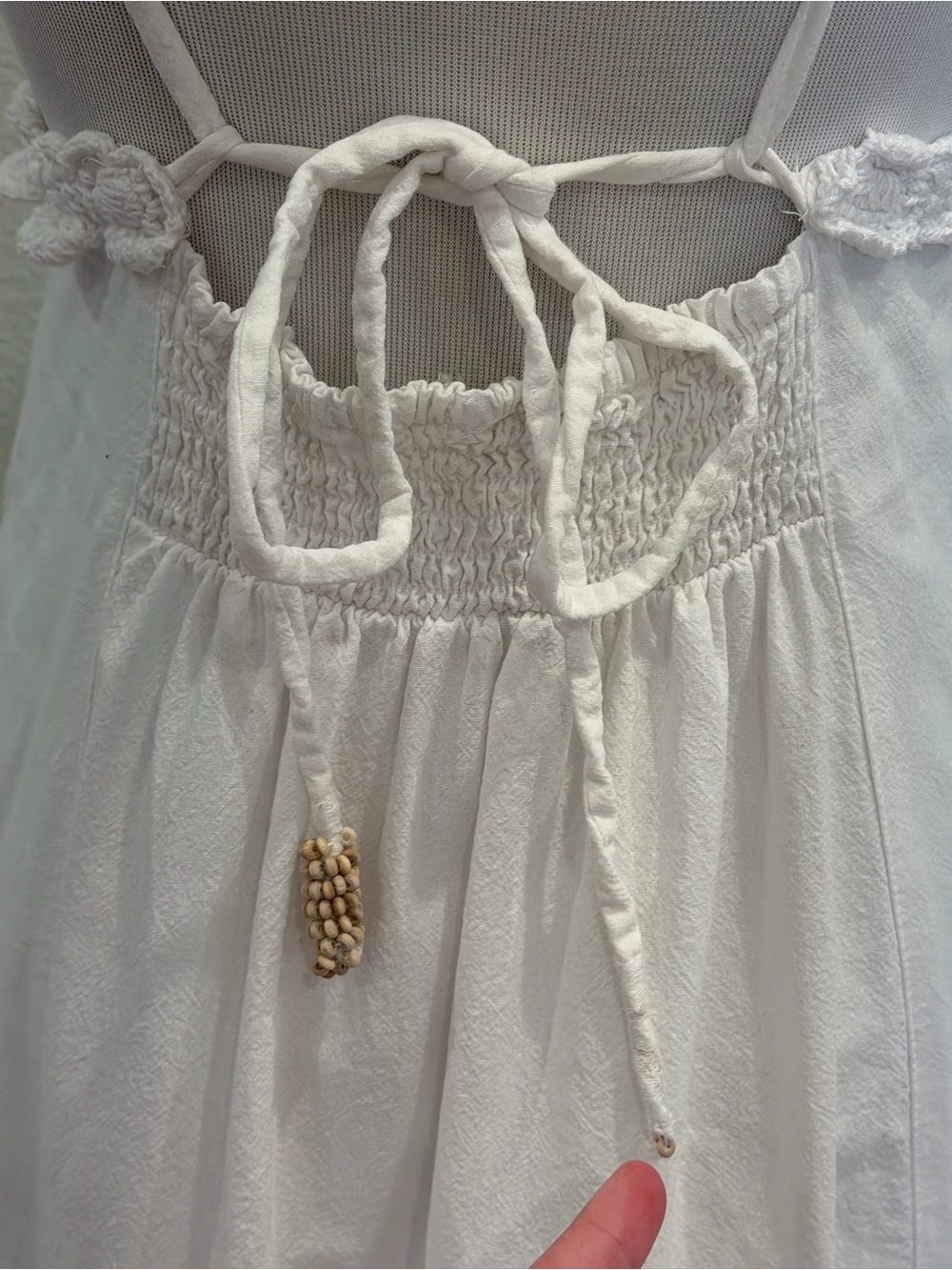 *As Is* Free People Lovey Maxi Dress Crochet Lace XS White Boho Beach Resort - Picture 8 of 10